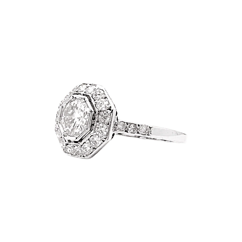 Bague ancienne platine et diamants. - Image 3