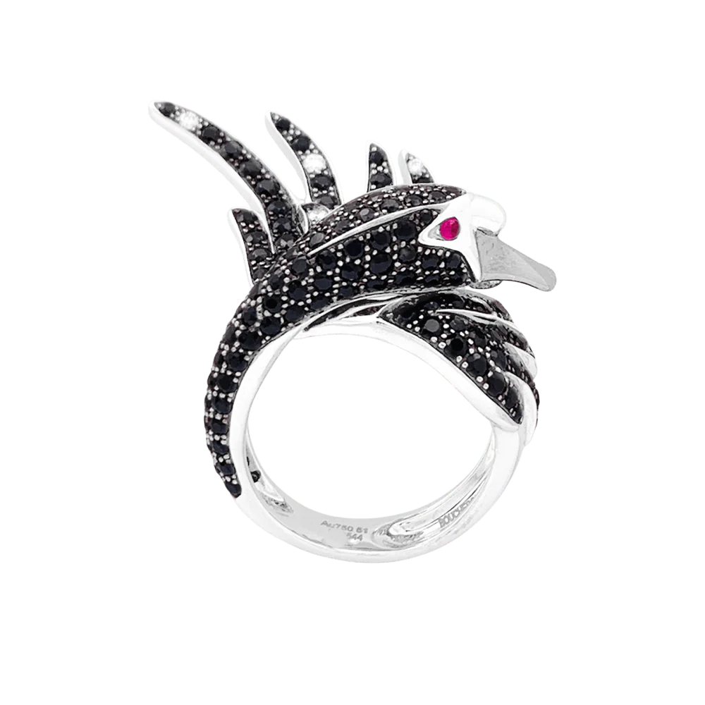 Bague Boucheron, "Animaux de Collection : "Cypris, le Cygne", or blanc, saphirs, diamants, rubis. - Image 4