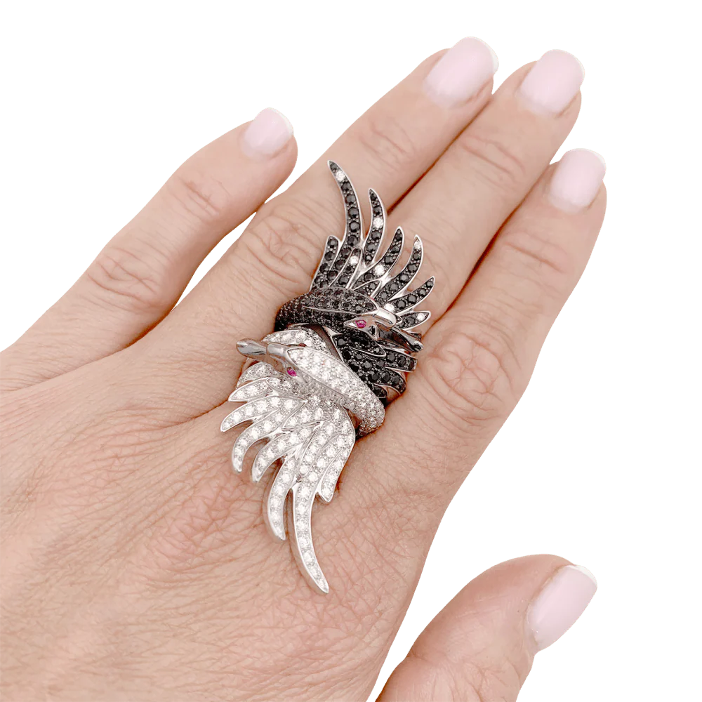 Bague Boucheron, "Animaux de Collection : "Cypris, le Cygne", or blanc, saphirs, diamants, rubis. - Image 9
