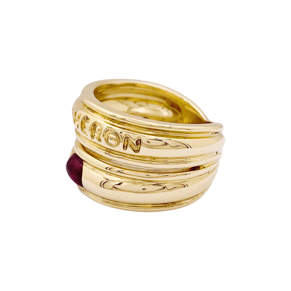 Bague BOUCHERON or jaune, rubis cabochon. - Image 3