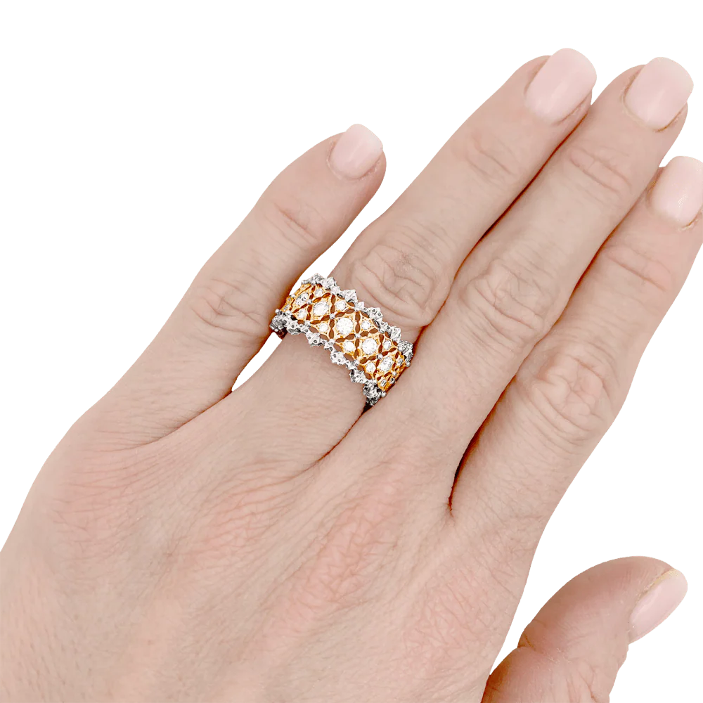 Bague Buccellati, "Eternelle Band", deux ors, diamants. - Image 5
