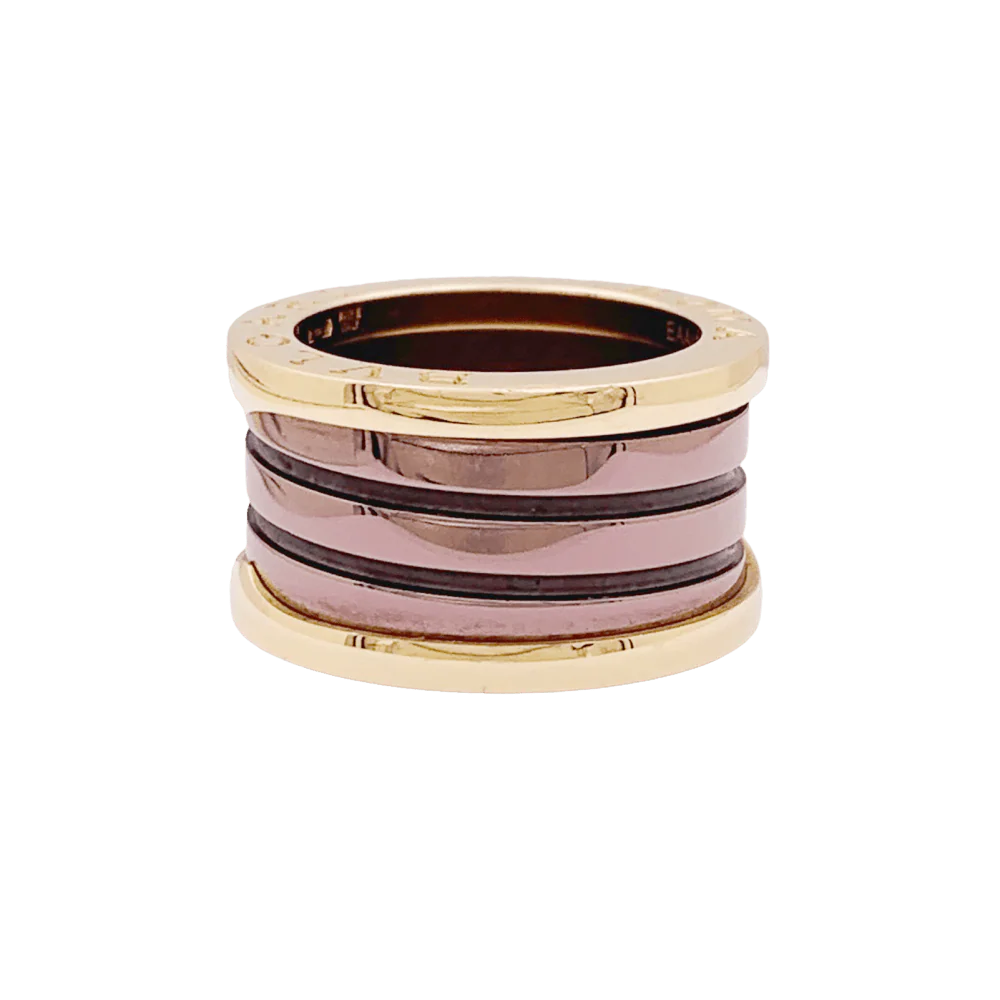Bague Bulgari, "B.Zero1", or rose, cermet.