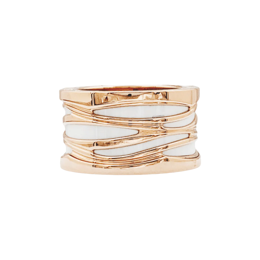 Bague Bulgari “B.Zero1 Zaha Hadid" en or rose et céramique blanche. - Image 2