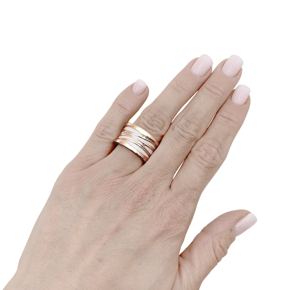 Bague Bulgari “B.Zero1 Zaha Hadid" en or rose et céramique blanche. - Image 5