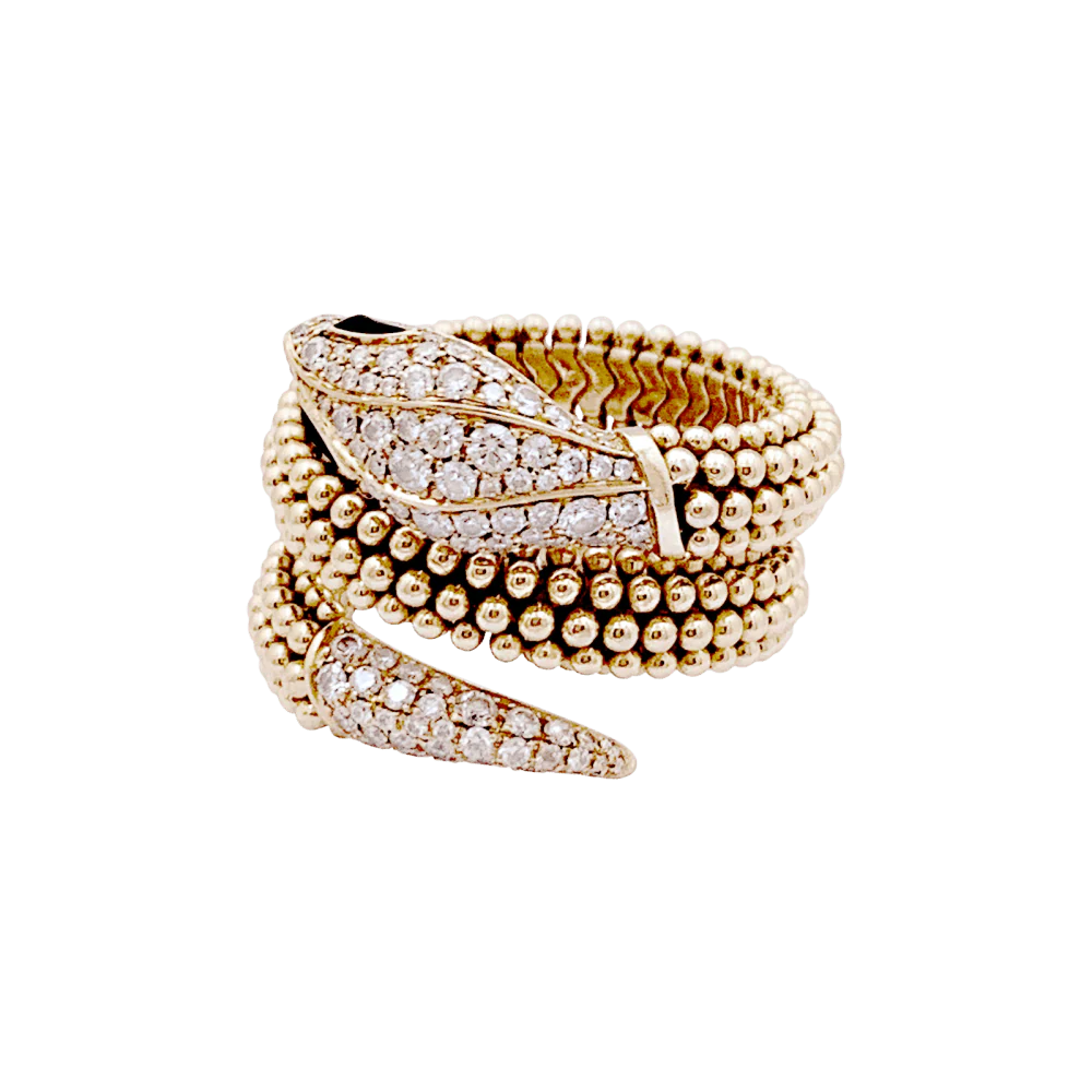 Bague Bulgari, "Serpenti" or rose, diamants et onyx. - Image 5