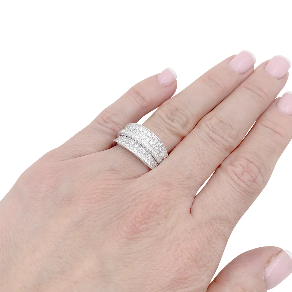Bague Cartier "Barrette" or blanc, diamants. - Image 6
