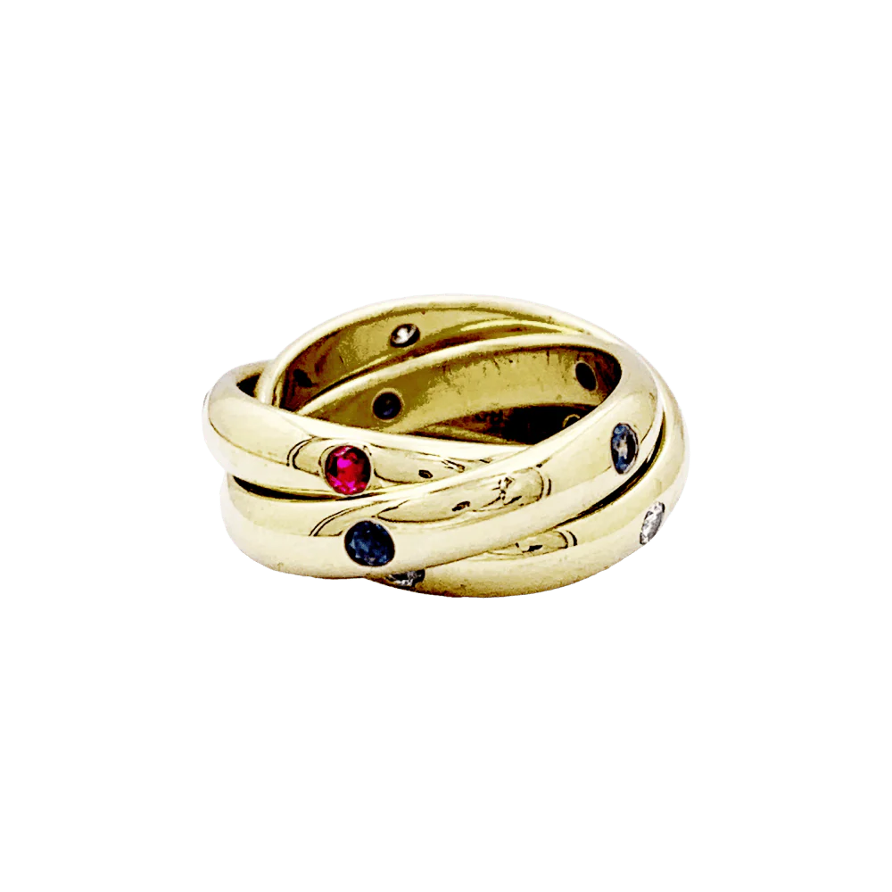 Bague Cartier, "Constellation", or jaune, saphirs, rubis, diamants. - Image 2