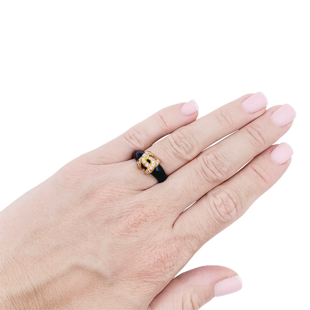 Bague Cartier, "Double C", or jaune, onyx, diamants. - Image 6
