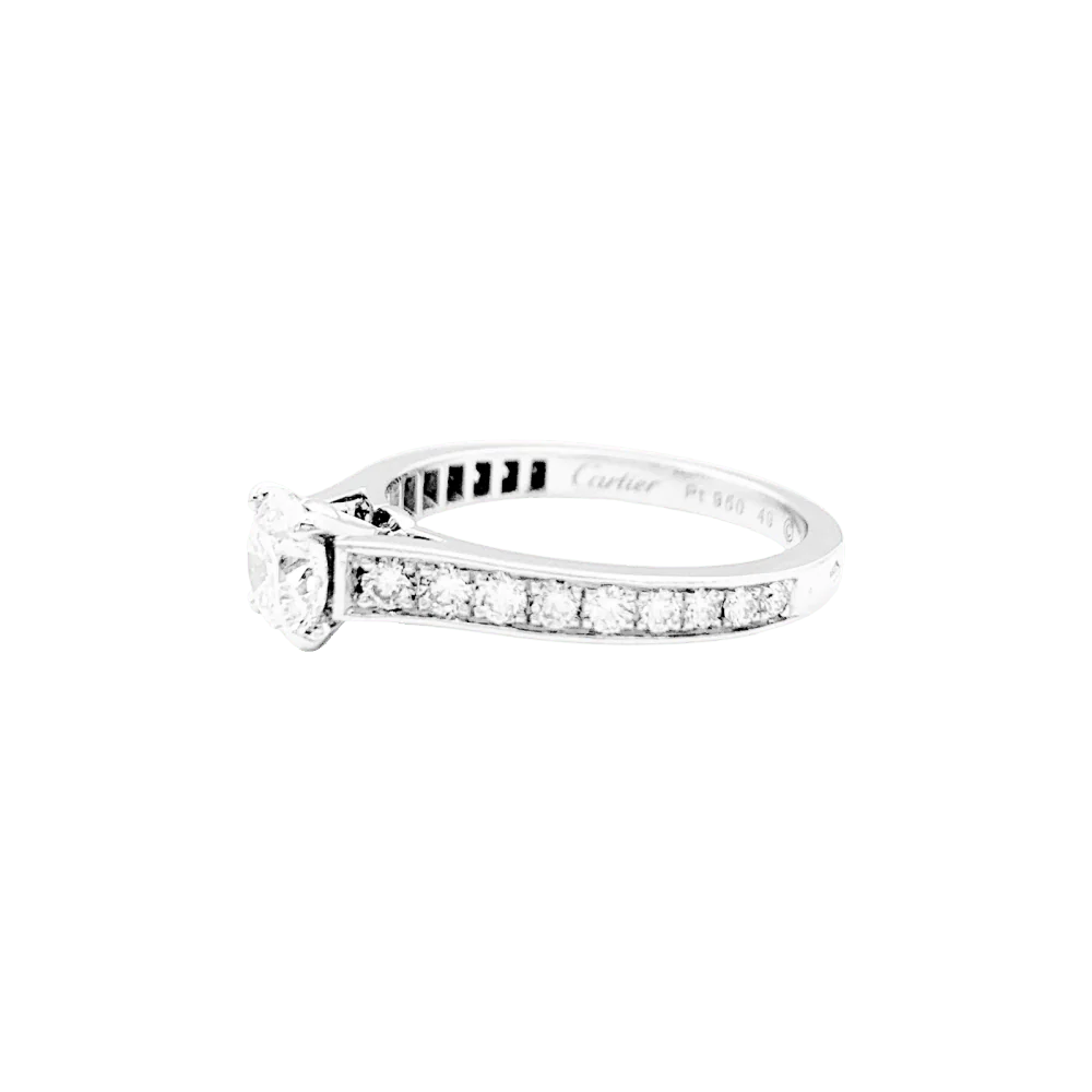 Bague Cartier, "Solitaire 1895" platine et diamants. - Image 3