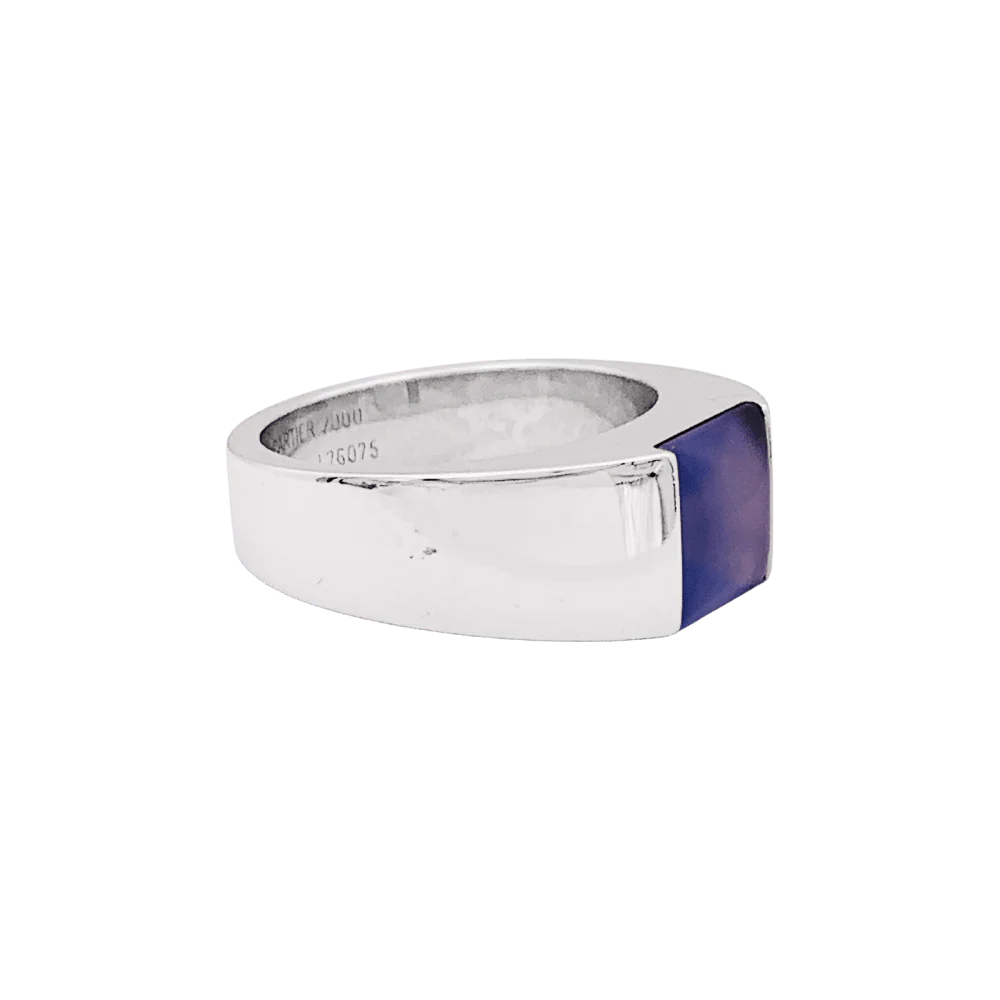 Bague CARTIER Tank, or blanc, calcédoine. - Image 2