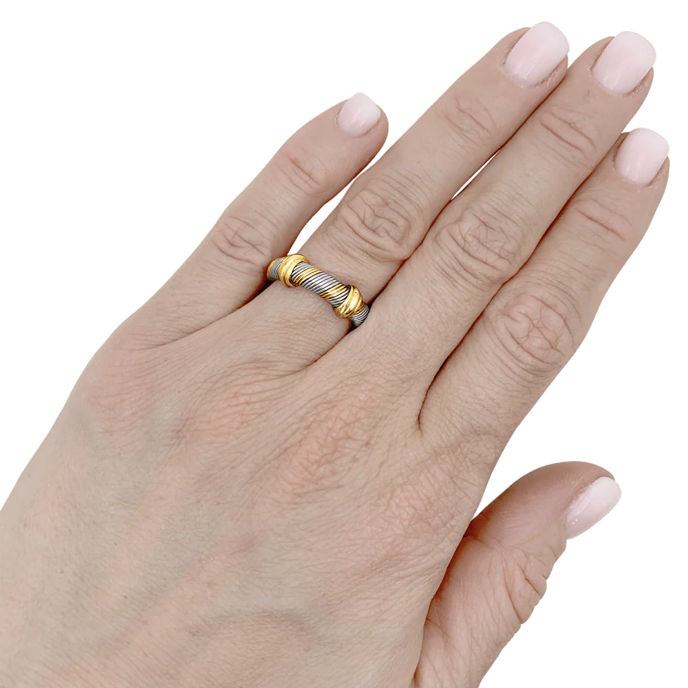 Bague Cartier, "Trinity", trois tons d'or et acier. - Image 5