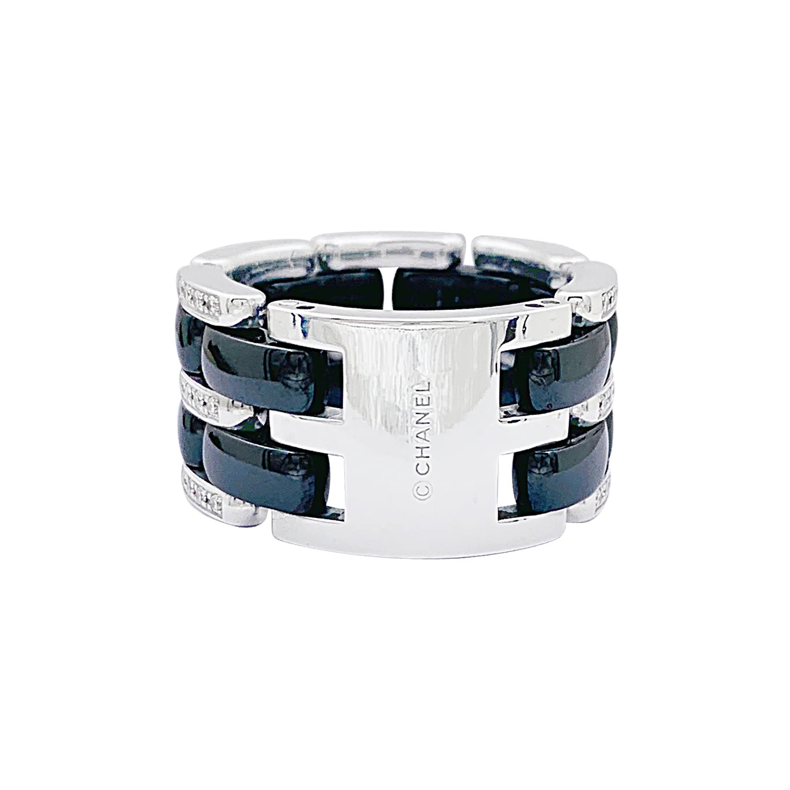 Bague Chanel,"Ultra", en or blanc, céramique noire et diamants. - Image 5