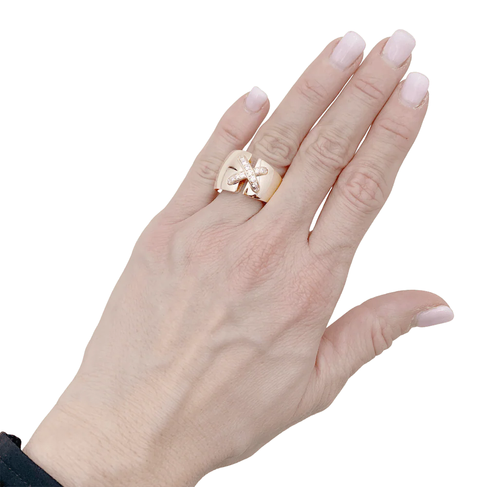 Bague Chaumet, "Liens" grand modèle, or rose, diamants. - Image 6