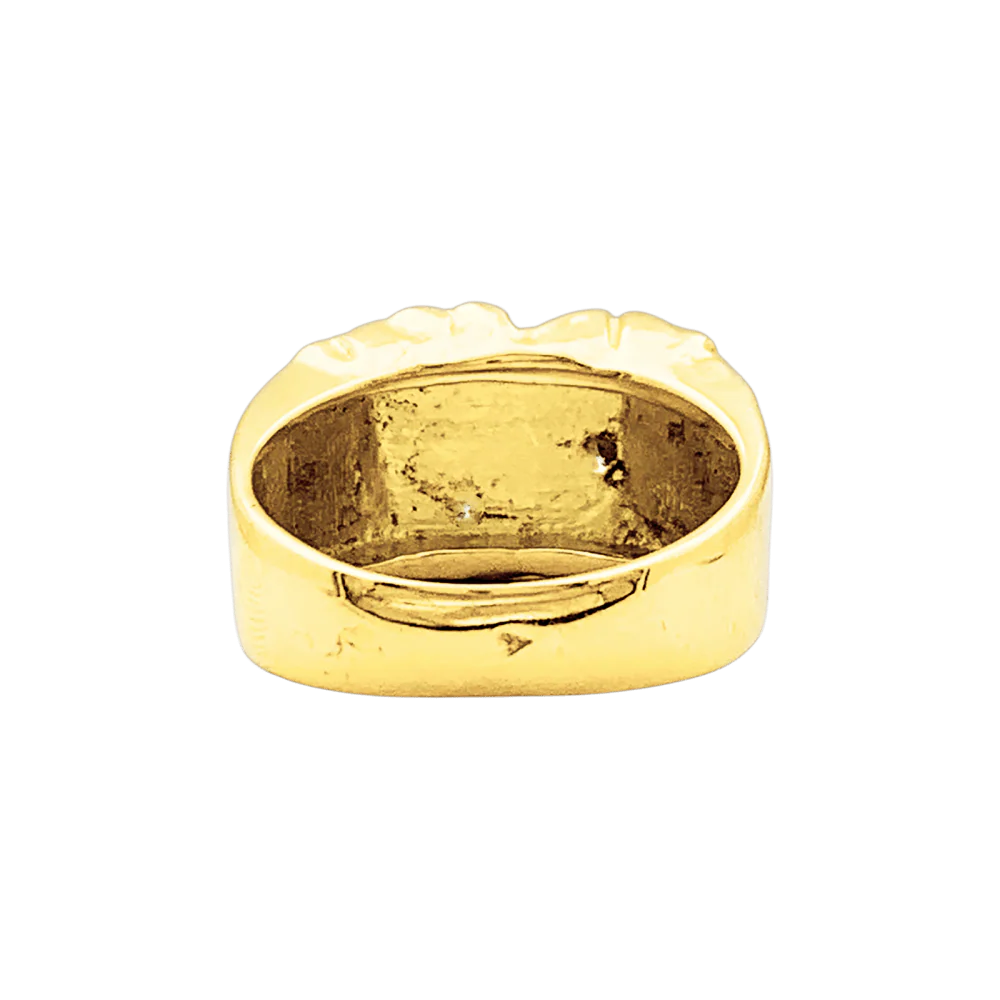 Bague chevalière, or jaune, diamants. - Image 4