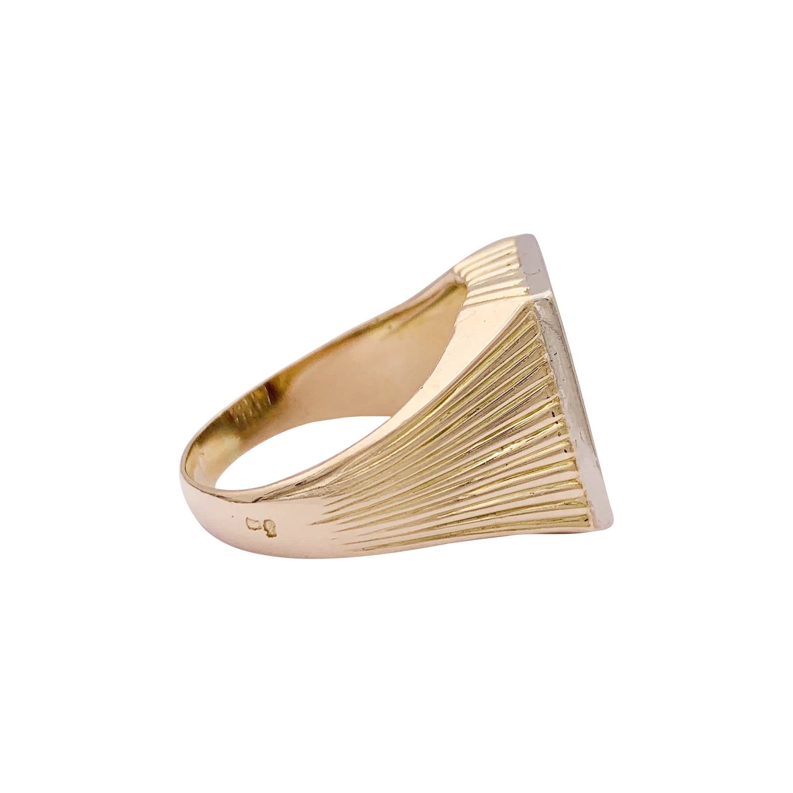 Bague chevalière or jaune, diamants. - Image 3