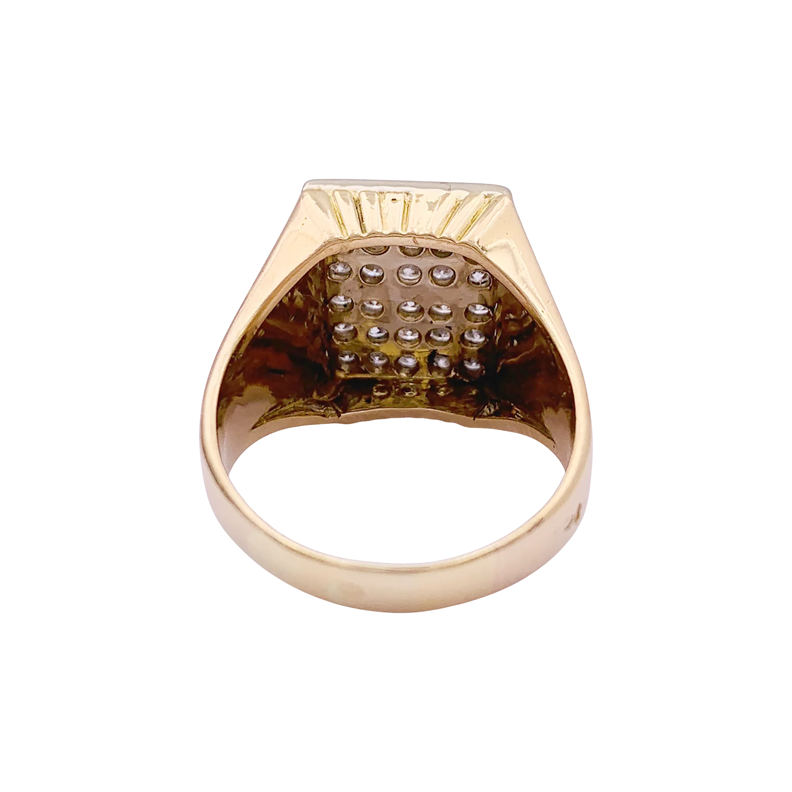 Bague chevalière or jaune, diamants. - Image 4