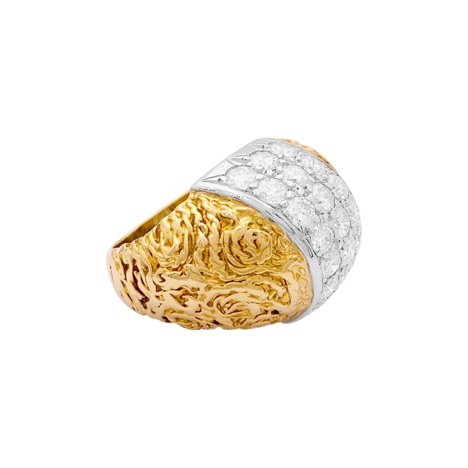 Bague deux tons d'or et diamants. - Image 2