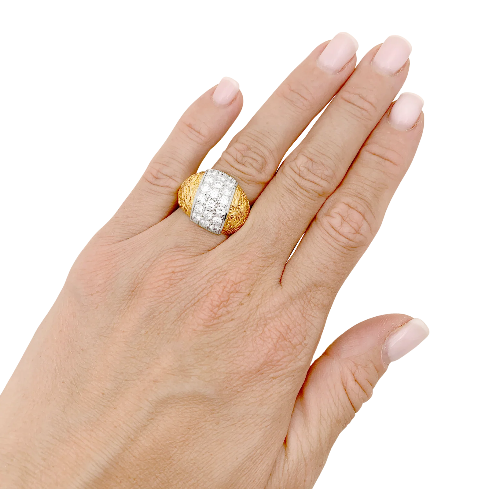 Bague deux tons d'or et diamants. - Image 5