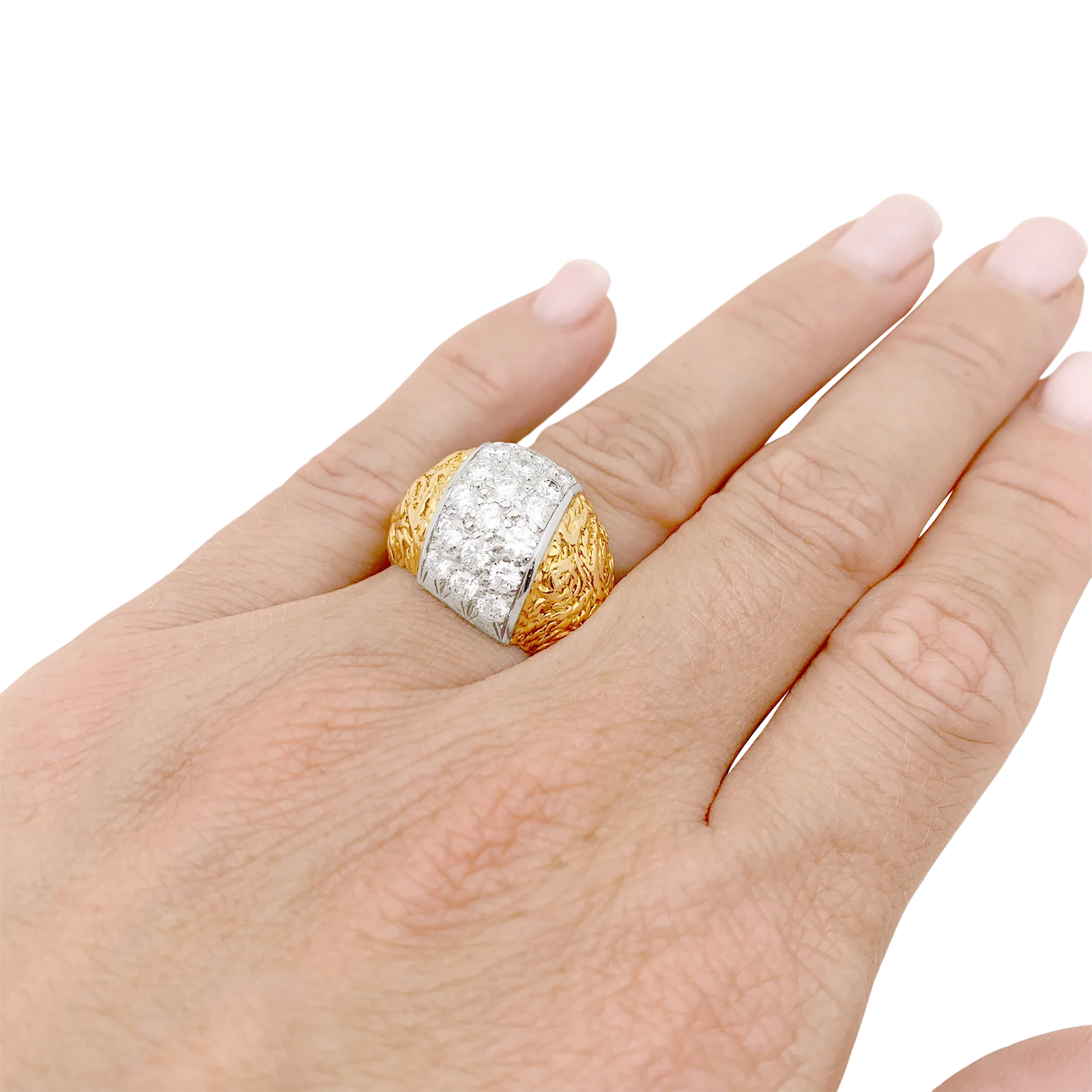 Bague deux tons d'or et diamants. - Image 6