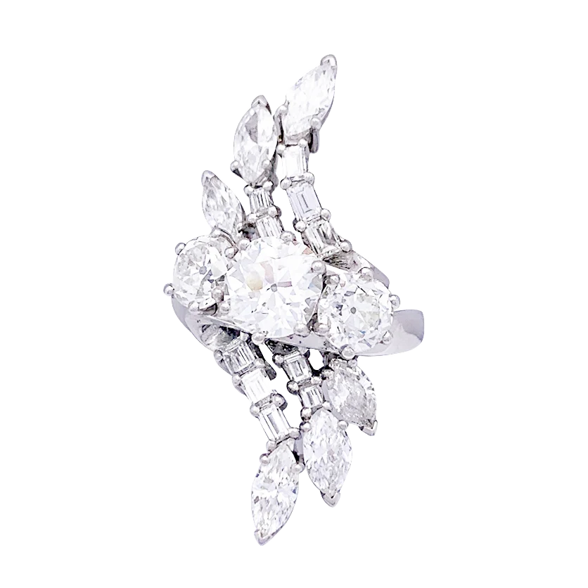 Bague diamants, platine. - Image 8