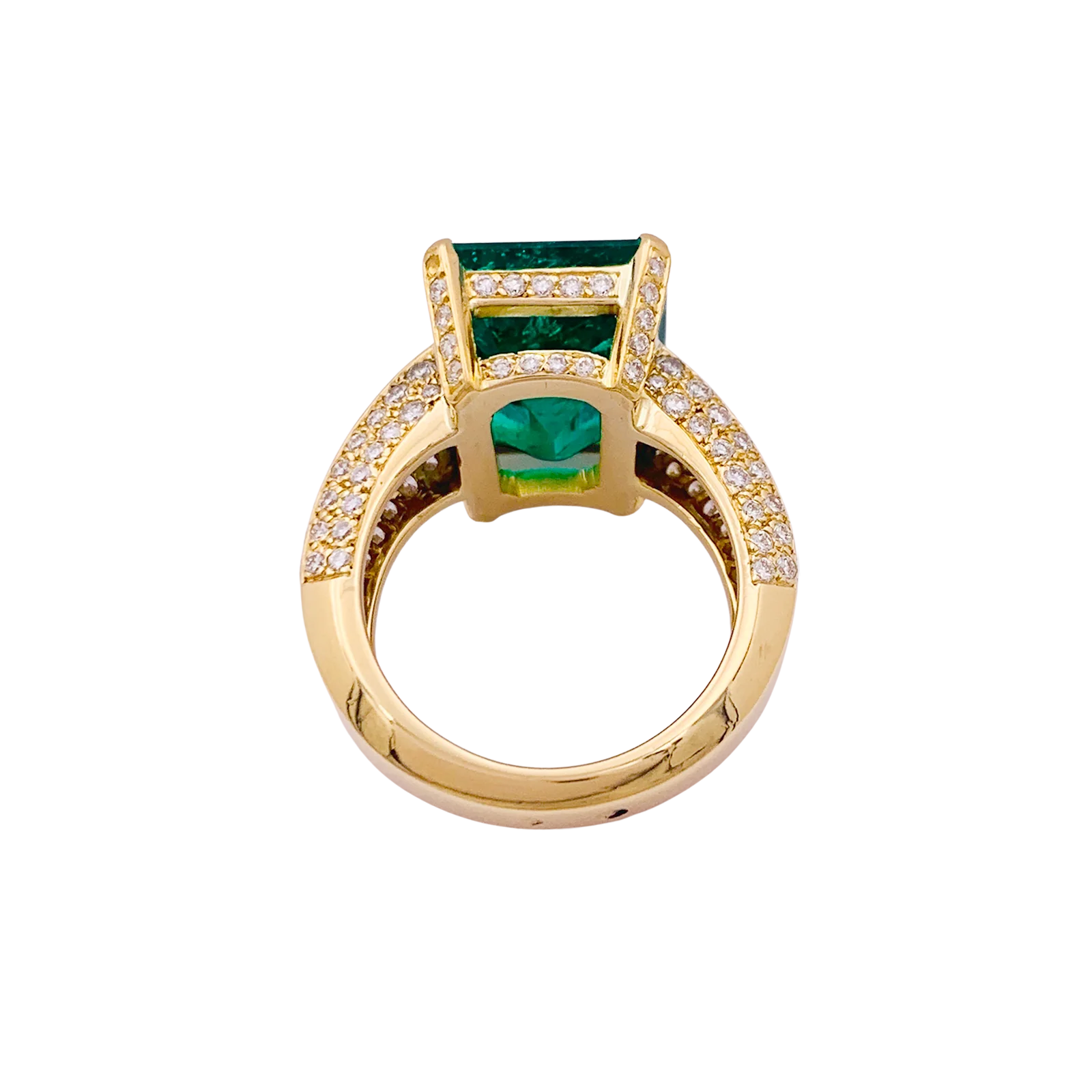 Bague émeraude, diamants, or jaune. - Image 3