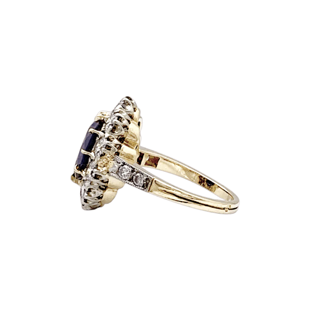 Bague en or jaune et blanc, saphir, diamants. - Image 5