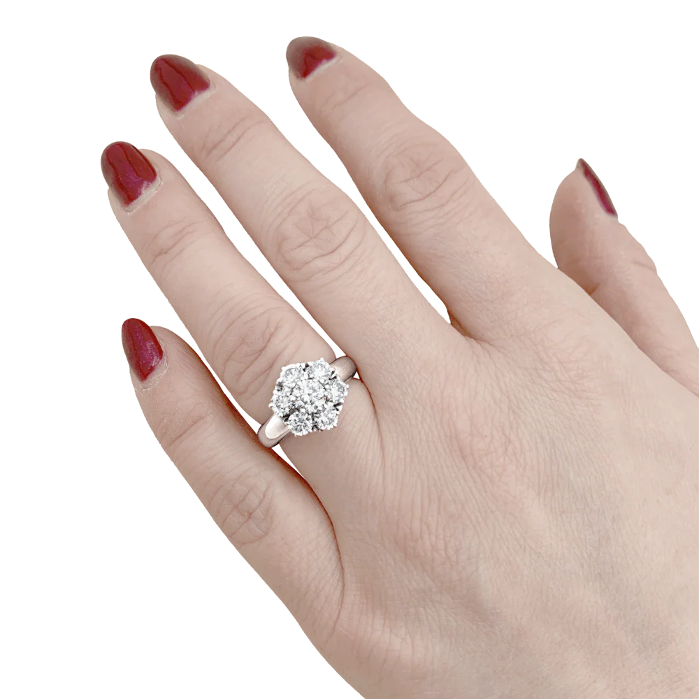 Bague « Fleur », or blanc et diamants. - Image 6