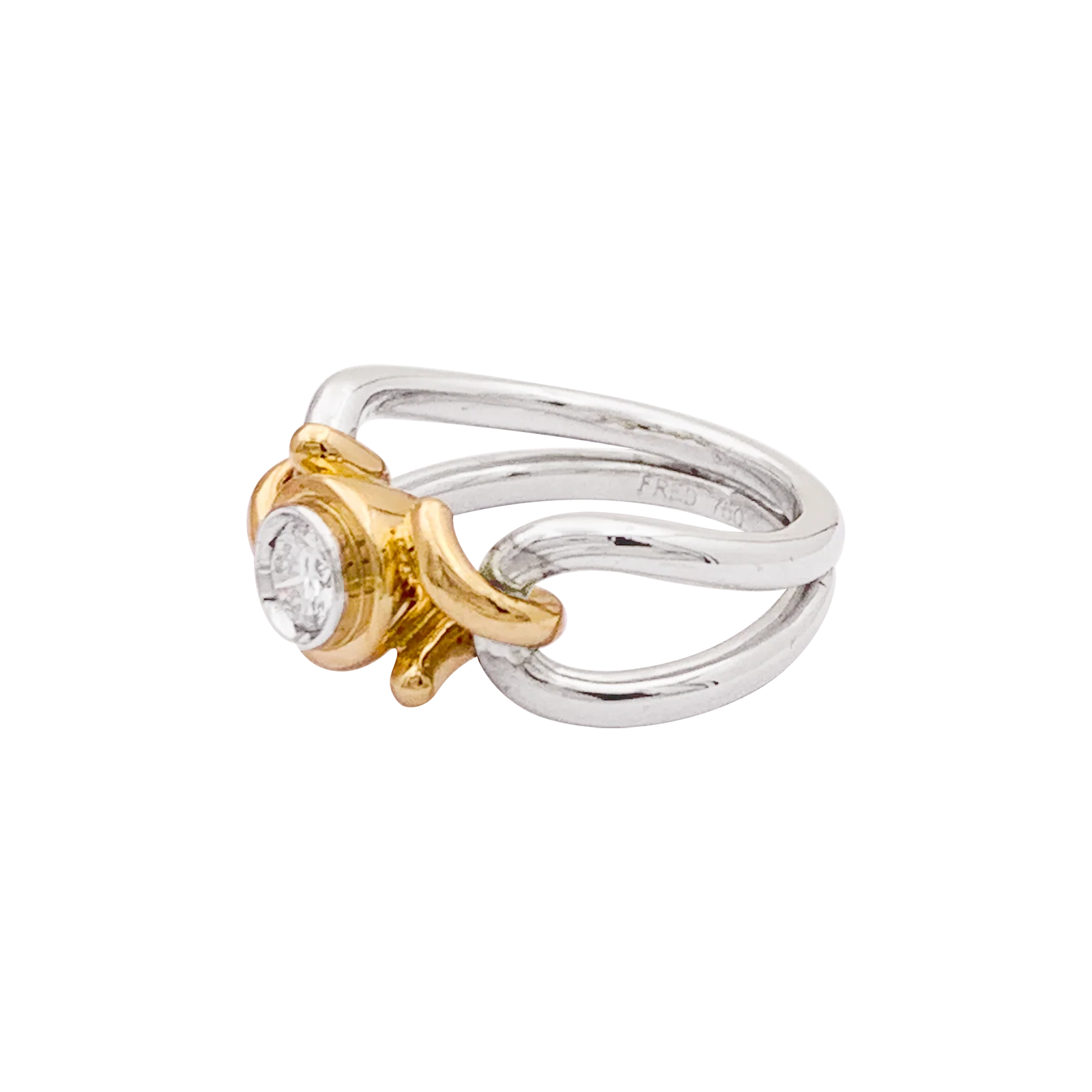 Bague FRED, deux tons d'or et diamant. - Image 2