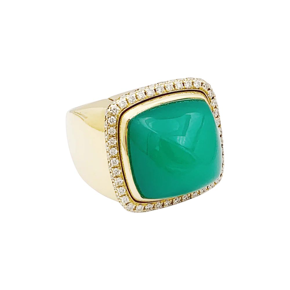 Bague FRED, "PAIN DE SUCRE", or rose 750/000, chrysoprase, diamants. - Image 2