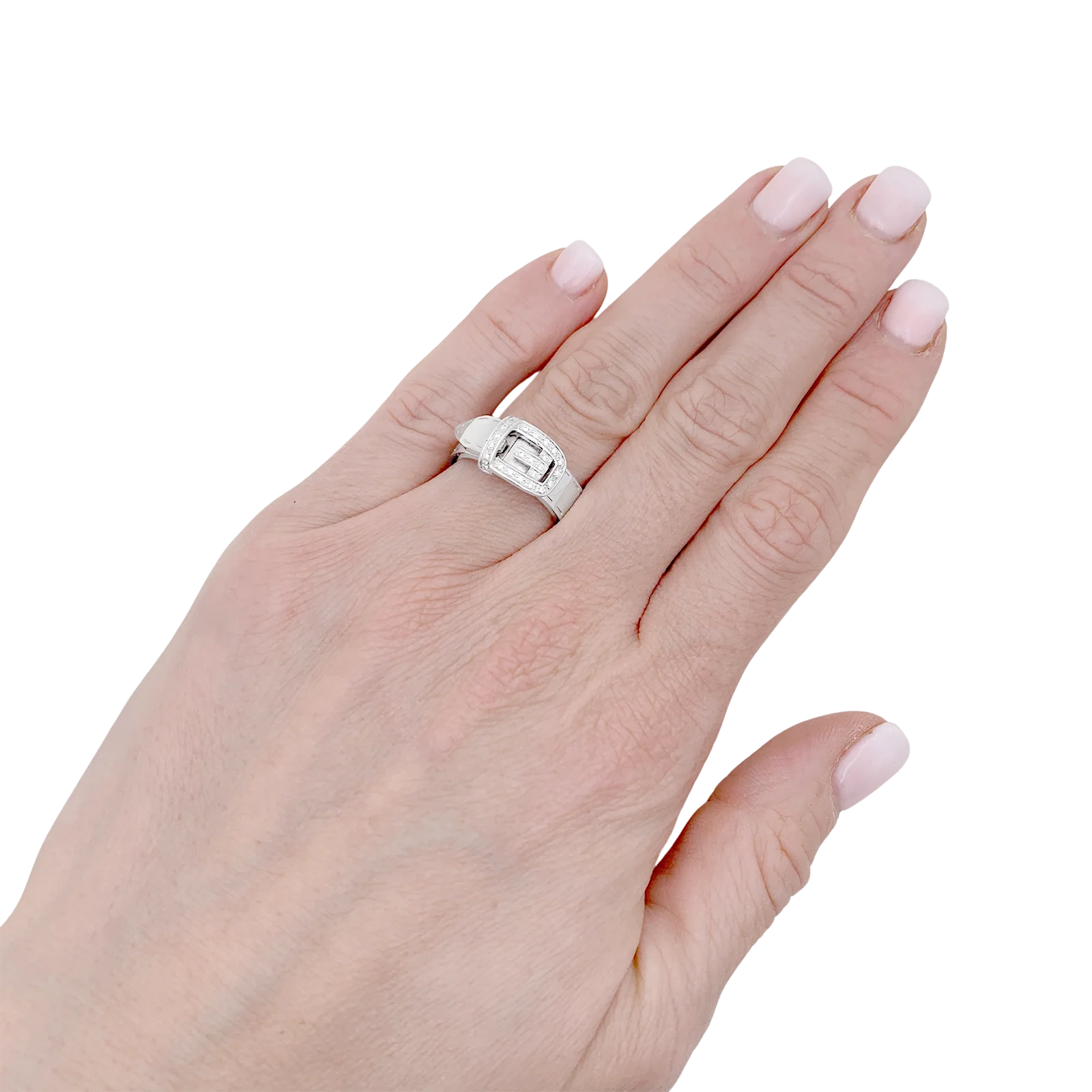 Bague Gucci "Ceinture" or blanc, diamants. - Image 6