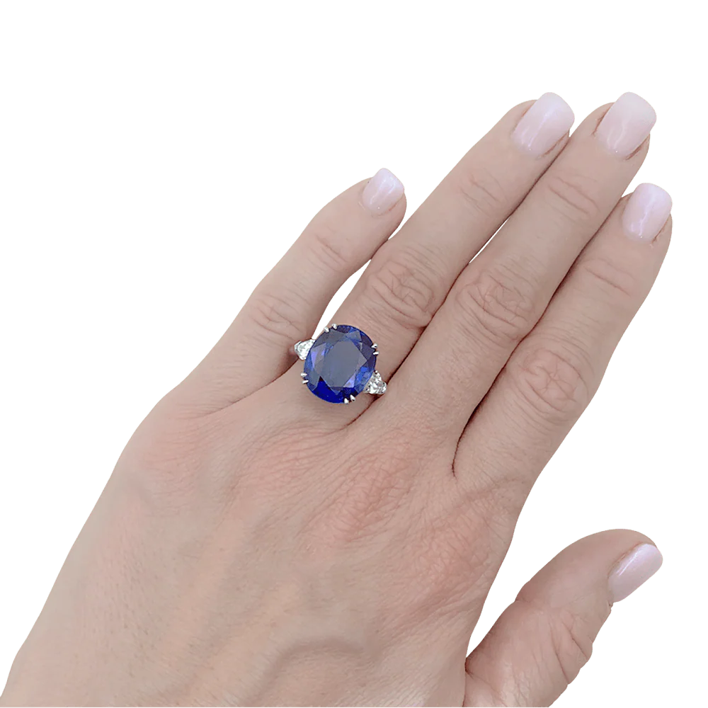 Bague Harry Winston, en platine sertie d'un saphir et diamants. - Image 5
