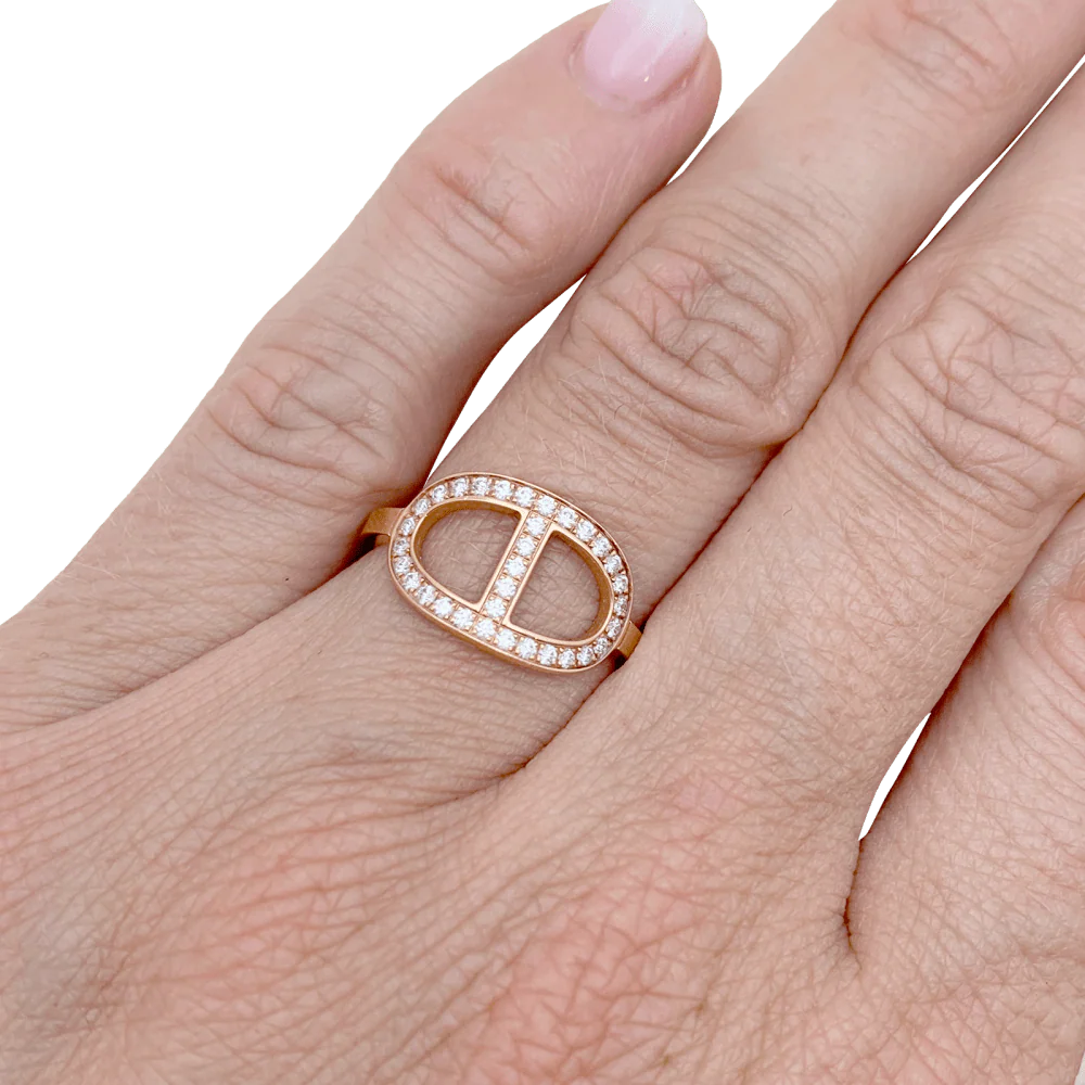 Bague Hermès, "Chaîne d'ancre contour", or rose, diamants. - Image 5