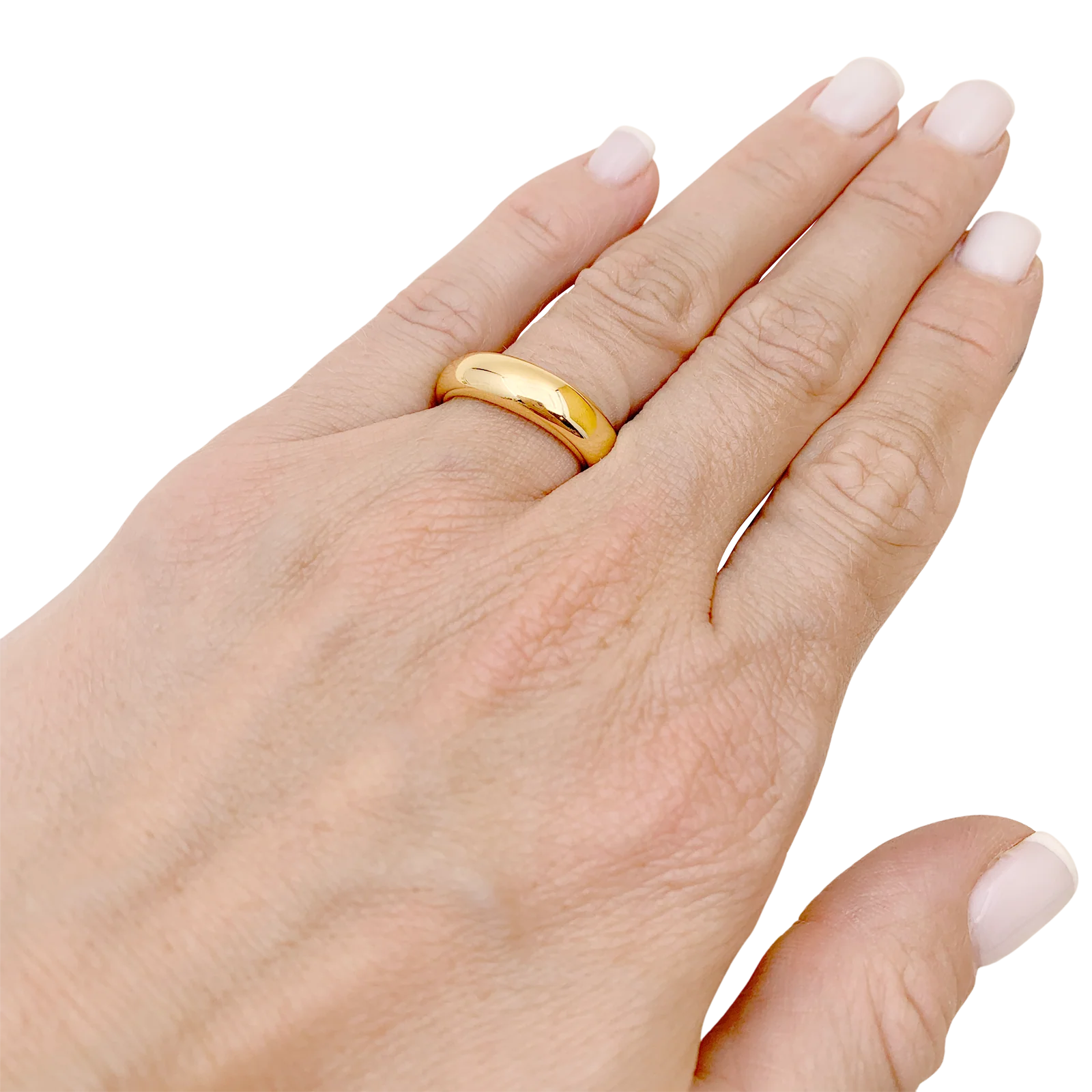 Bague jonc bombé en or jaune. - Image 6