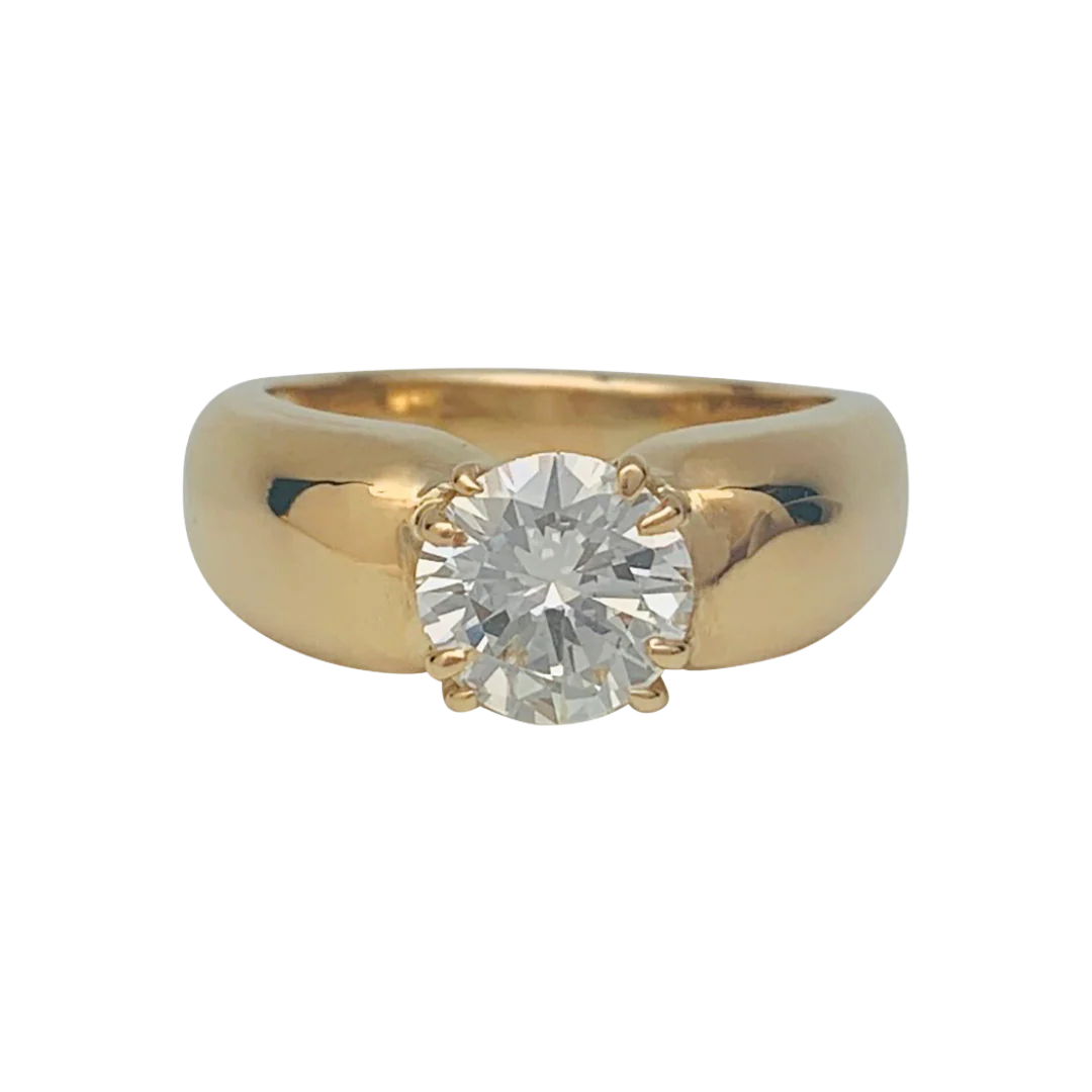 Bague jonc or jaune, diamant.