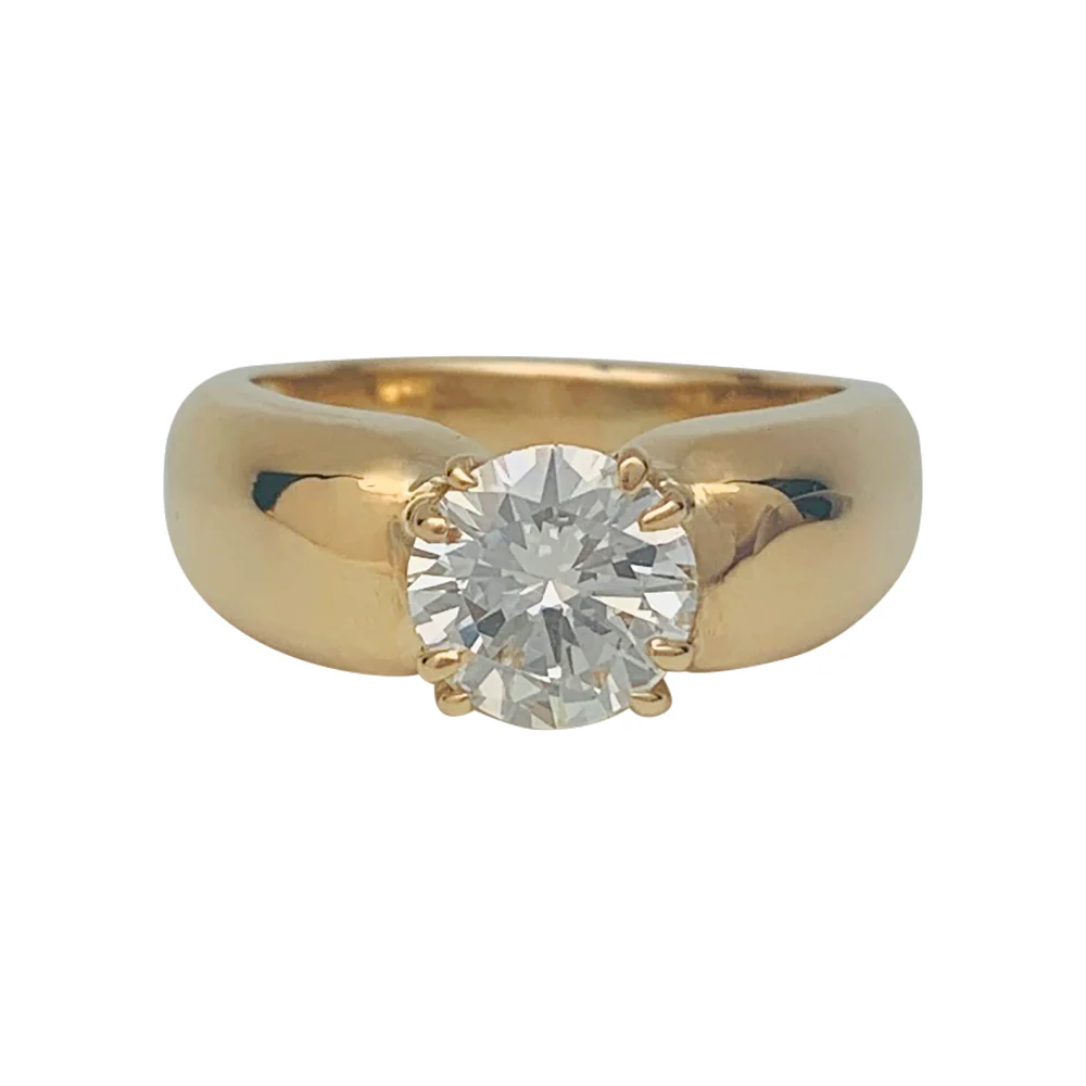 Bague jonc or jaune, diamant. - Image 2