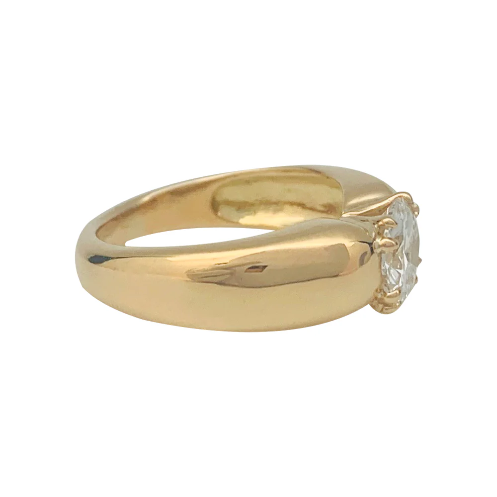 Bague jonc or jaune, diamant. - Image 3