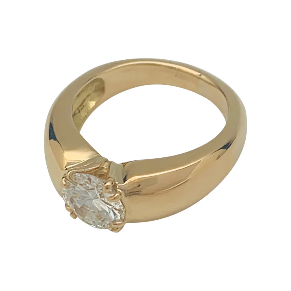 Bague jonc or jaune, diamant. - Image 4