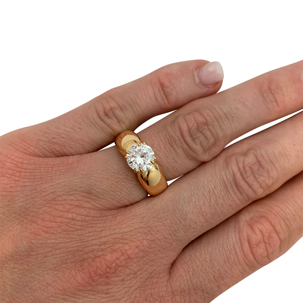 Bague jonc or jaune, diamant. - Image 7
