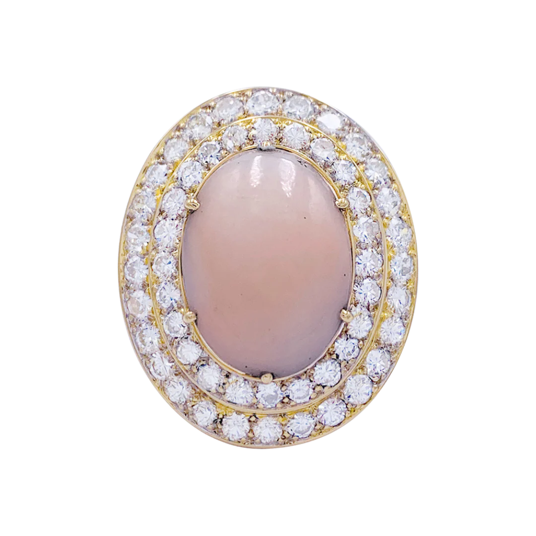 Bague M.Gérard corail, diamants.