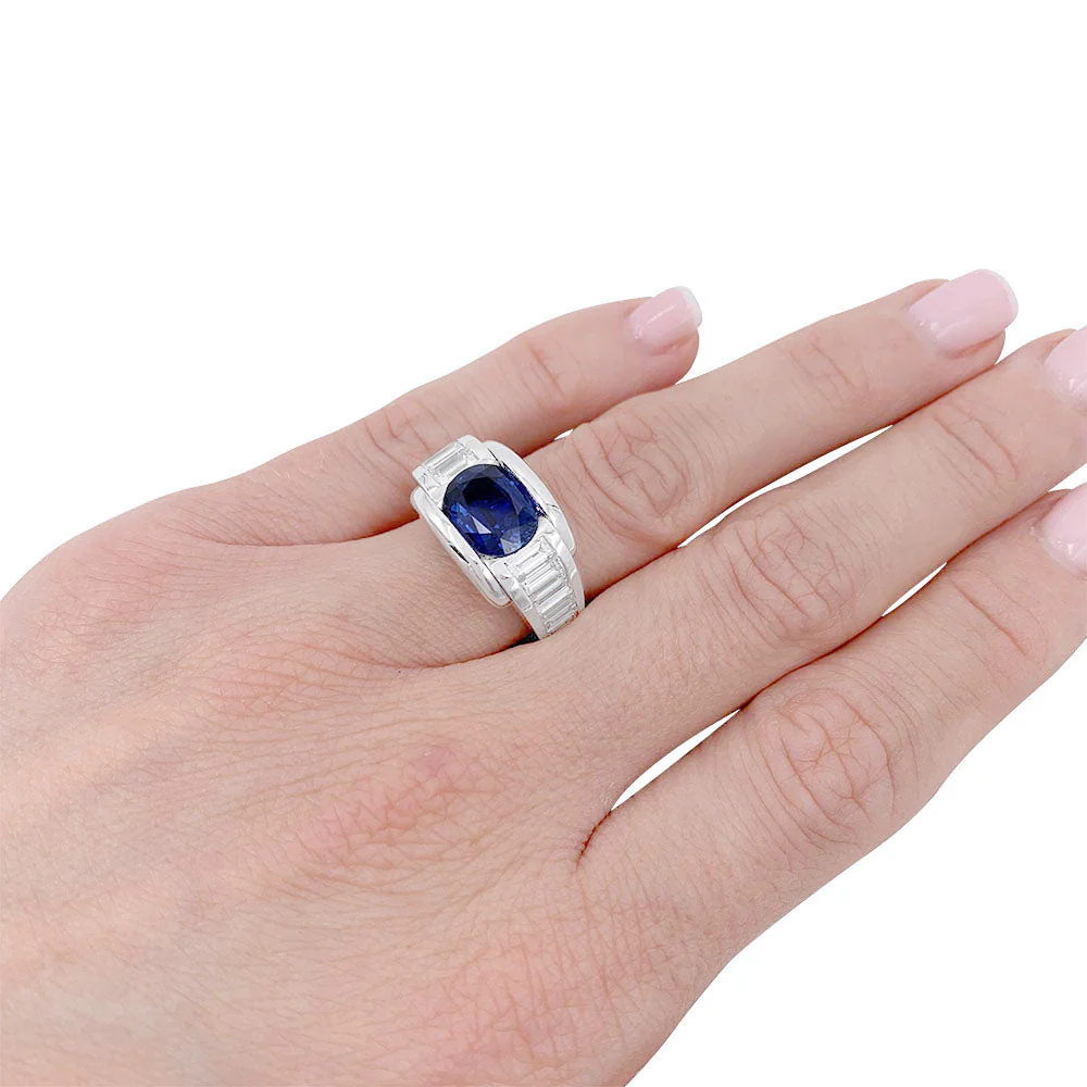 Bague Mauboussin, "Alessandra", or blanc, saphir, diamants. - Image 8