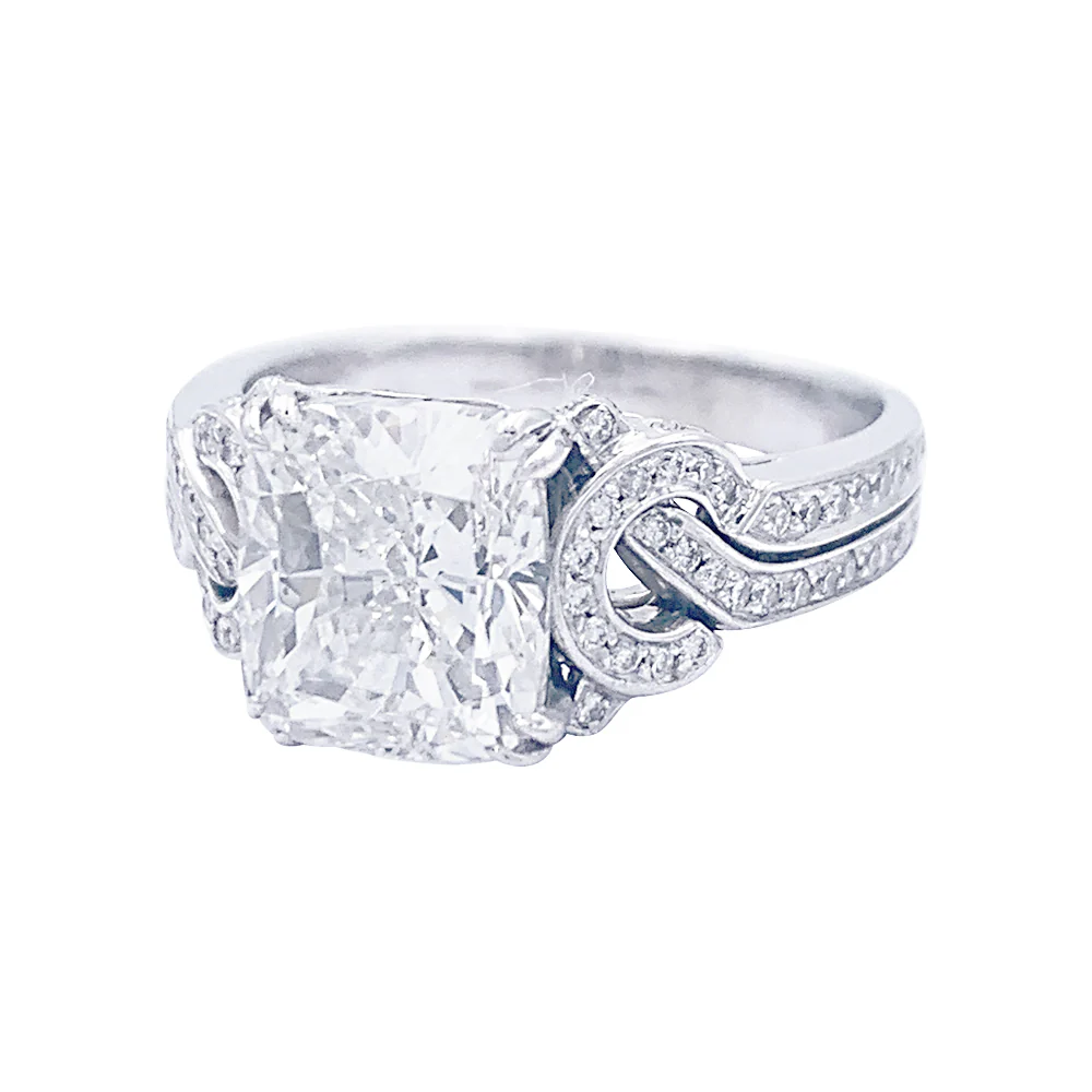 Bague Mauboussin, "Subtil Message", or blanc, diamant coussin. - Image 2