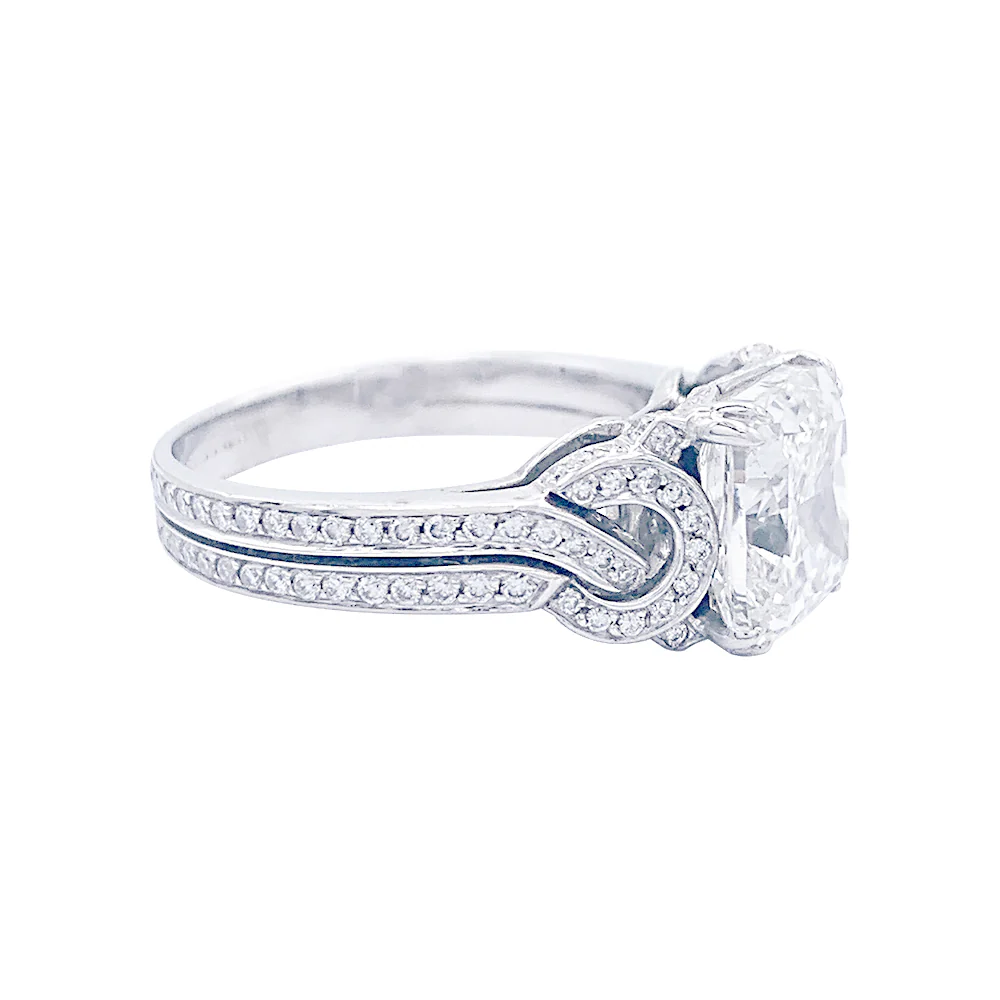 Bague Mauboussin, "Subtil Message", or blanc, diamant coussin. - Image 7