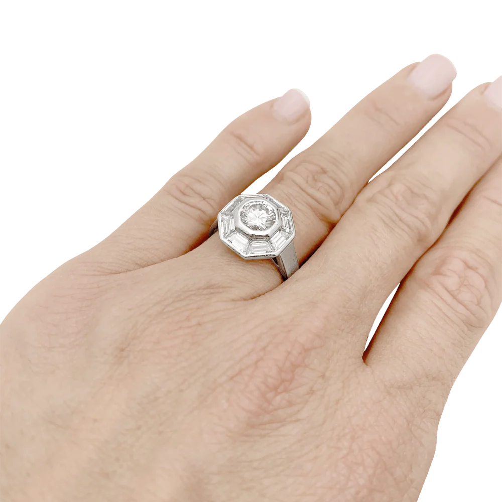 Bague MELLERIO, platine et diamants. - Image 6