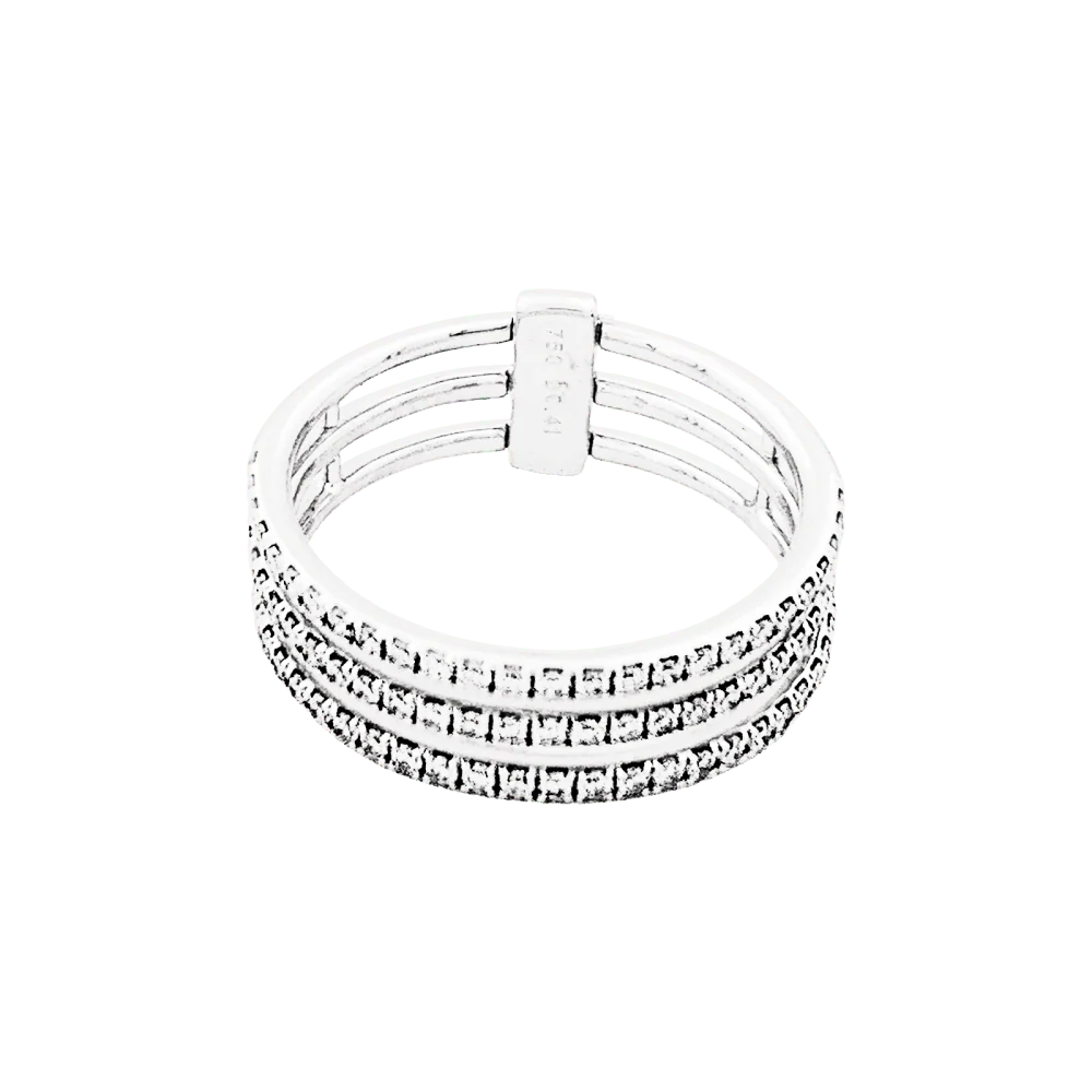 Bague Messika, "Gatsby", 3 rangs or blanc et diamants. - Image 4