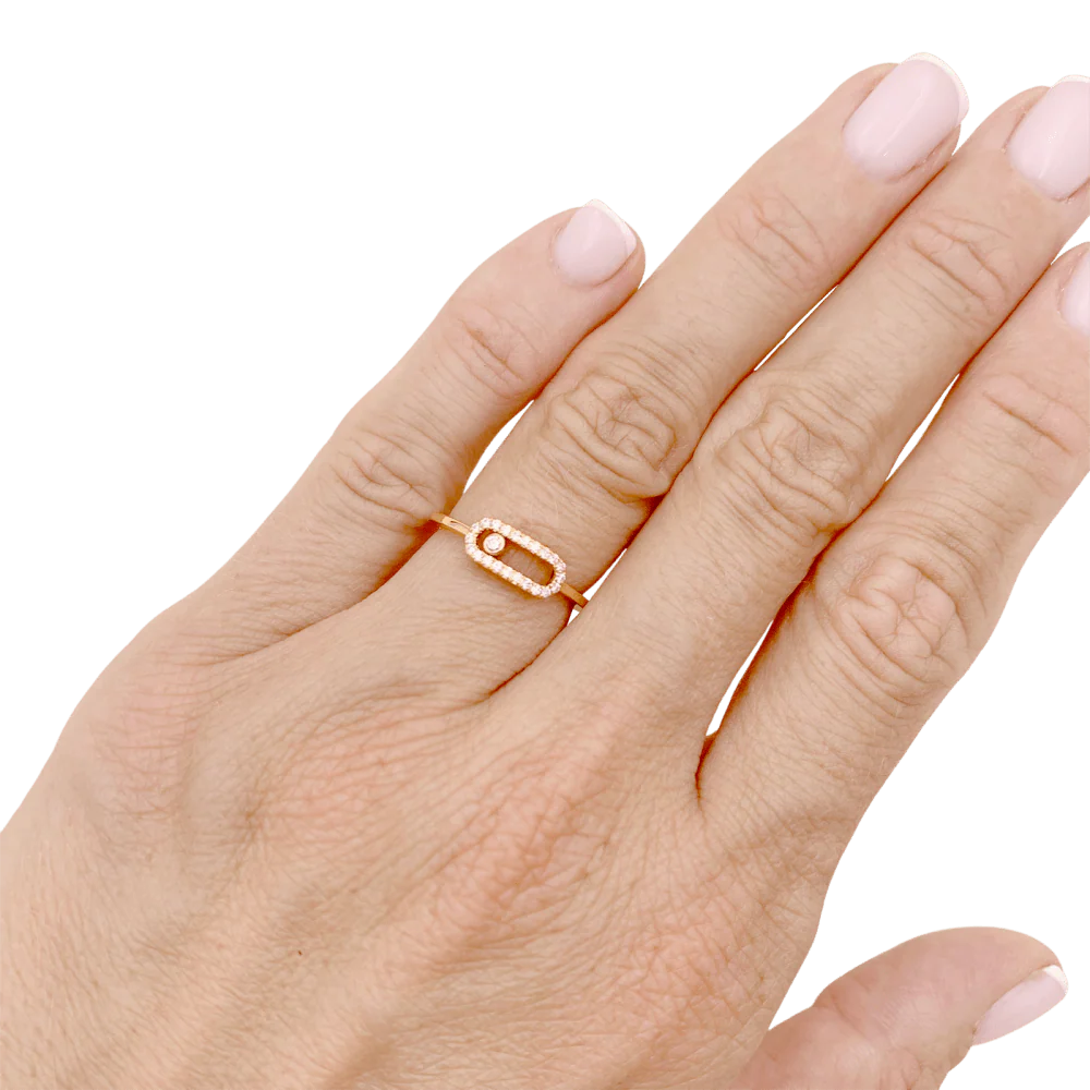 Bague Messika, "Move Uno Pavé", or rose et diamants. - Image 6