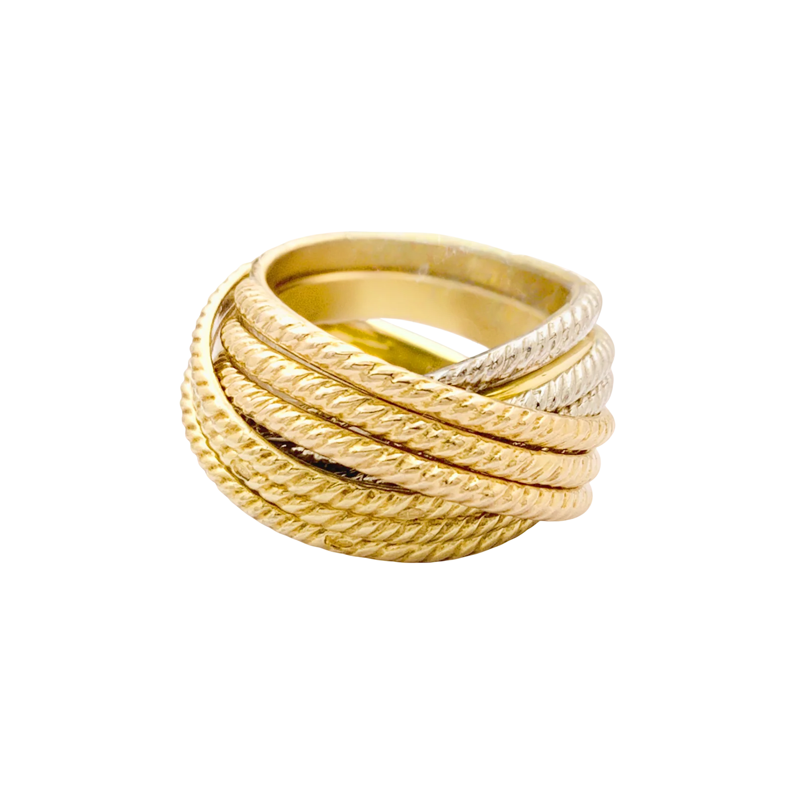 Bague multi-jonc trois ors. - Image 2