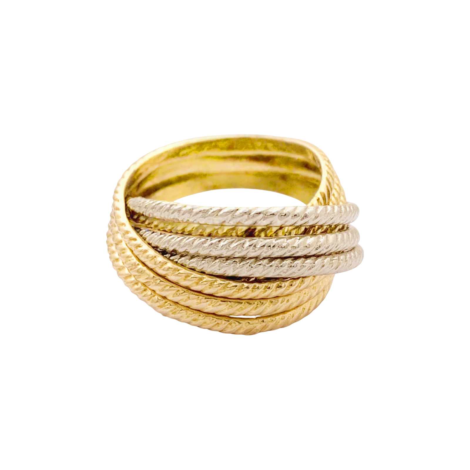 Bague multi-jonc trois ors. - Image 3