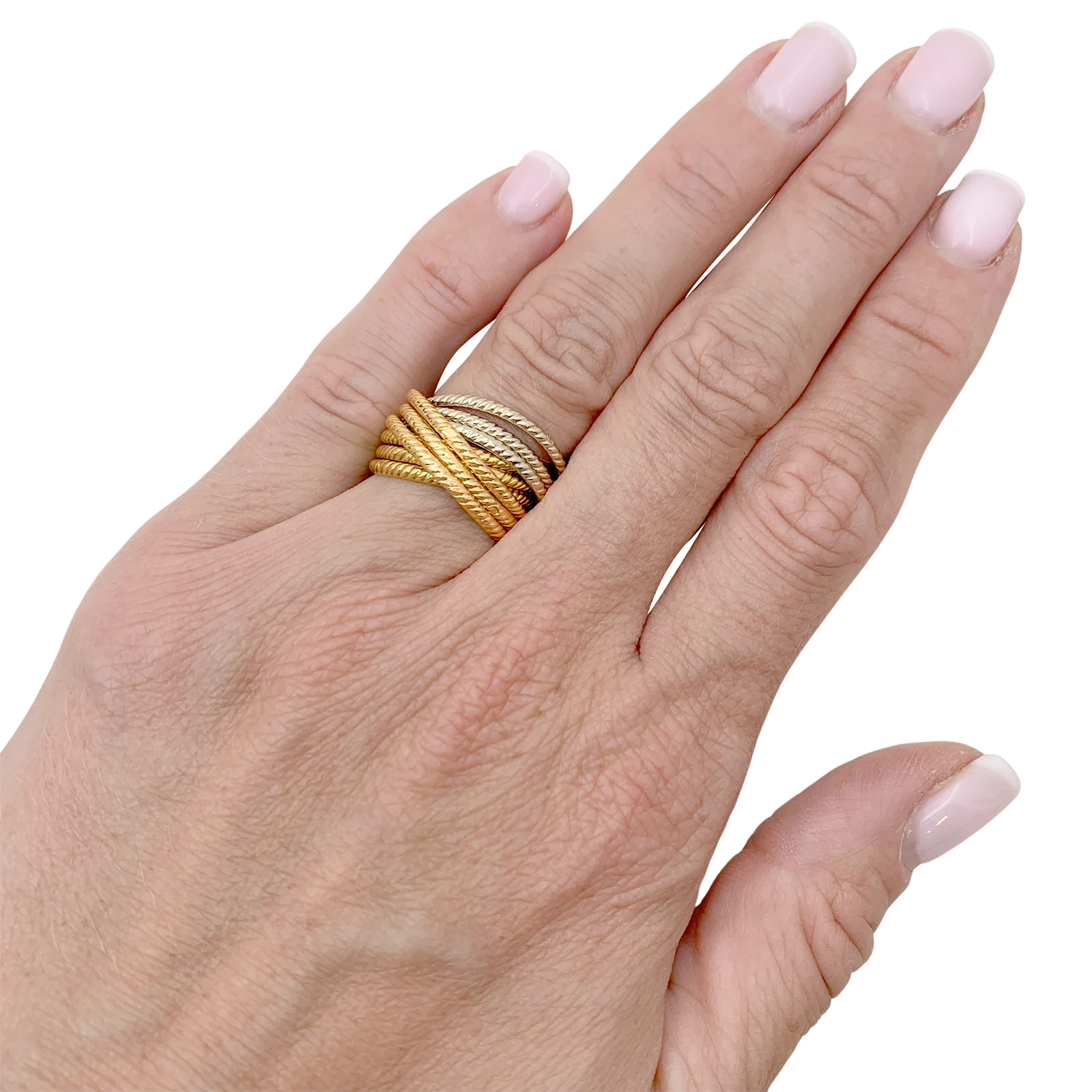 Bague multi-jonc trois ors. - Image 5