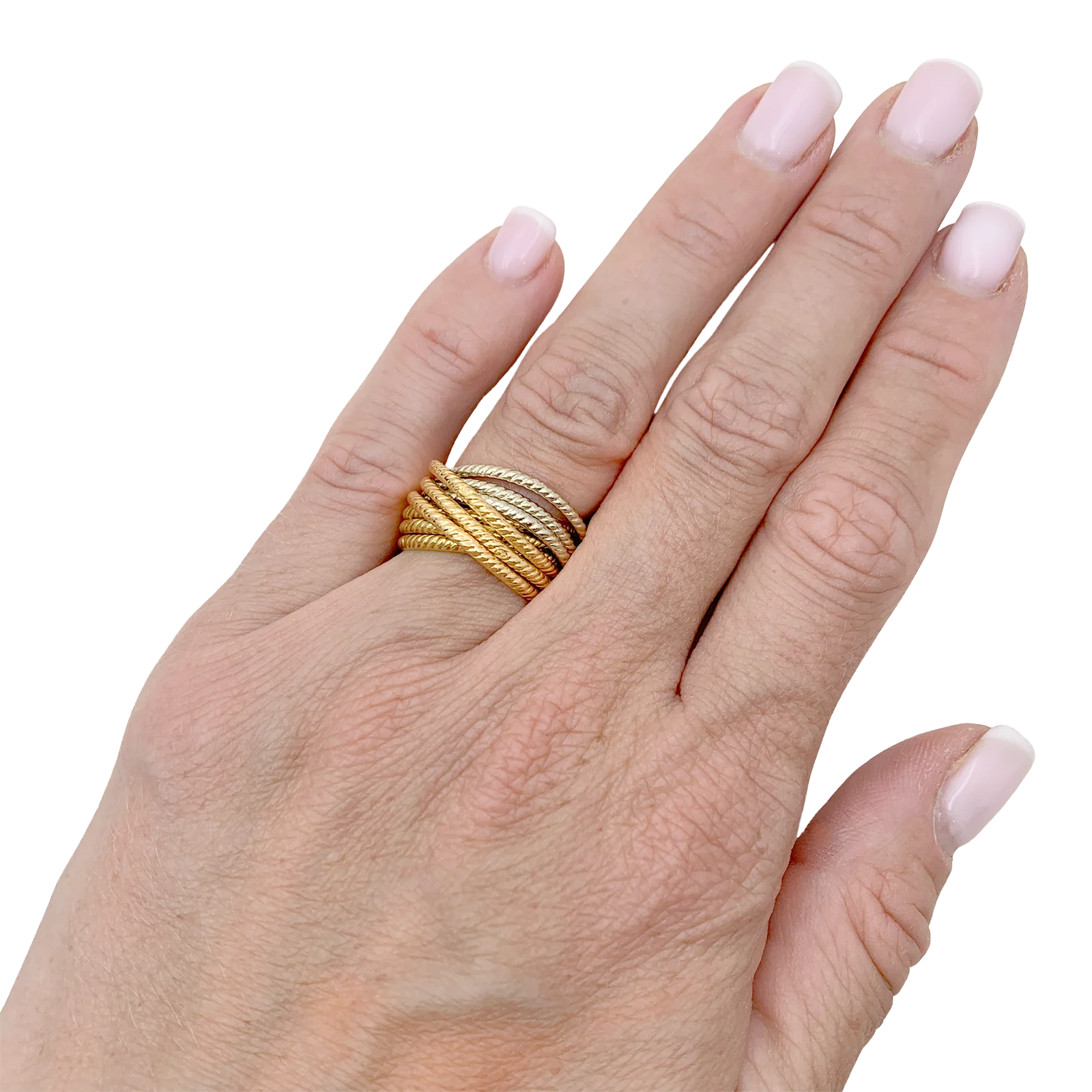 Bague multi-jonc trois ors. - Image 6