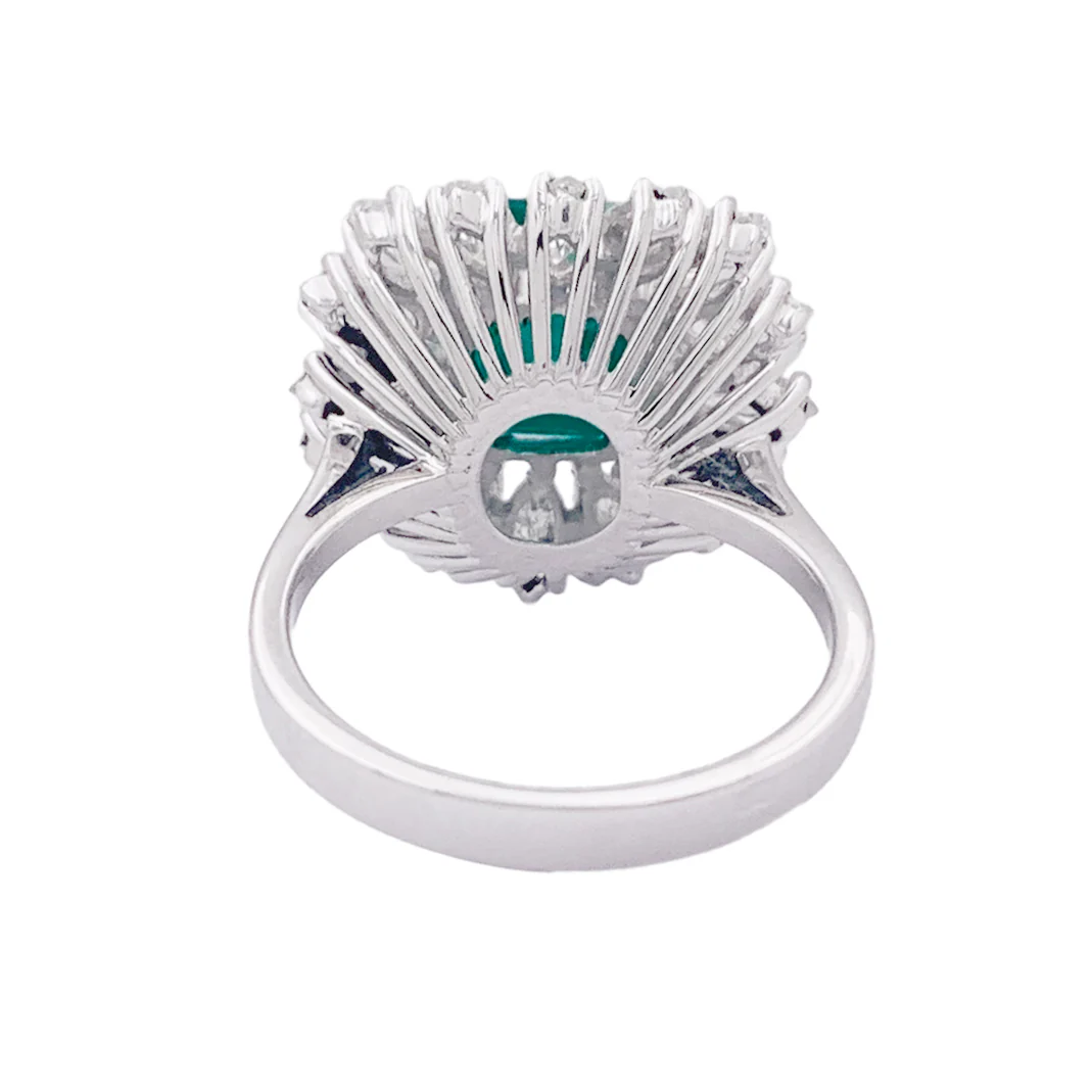 Bague or blanc, diamants, émeraude. - Image 3